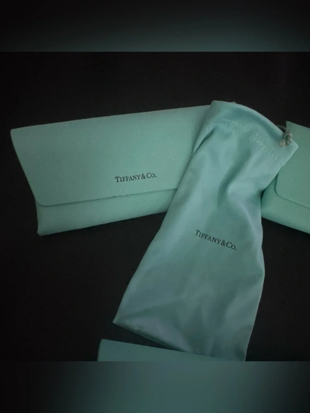 Lot 3 TIFFANY & CO. Eyeglass Soft Glasses/Sunglass Leather Teal Magnetic Case*